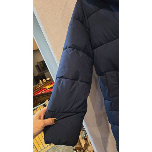 BCBG Max Azria Women's Navy Puffer Coat S Quilted Long Jacket - Picture 5 of 12